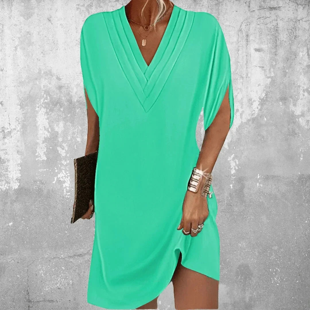 Vestito corto donna scollo a V maniche aperte fluido estivo