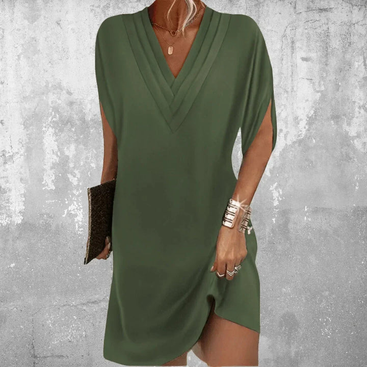 Vestito corto donna scollo a V maniche aperte fluido estivo