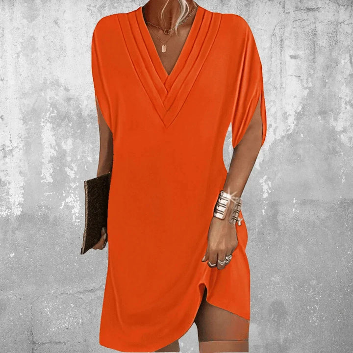Vestito corto donna scollo a V maniche aperte fluido estivo