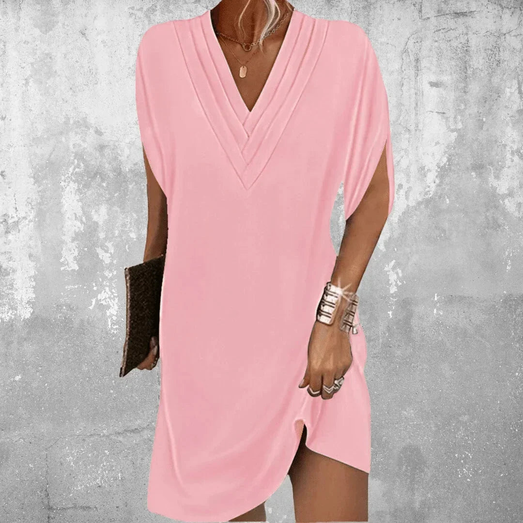 Vestito corto donna scollo a V maniche aperte fluido estivo