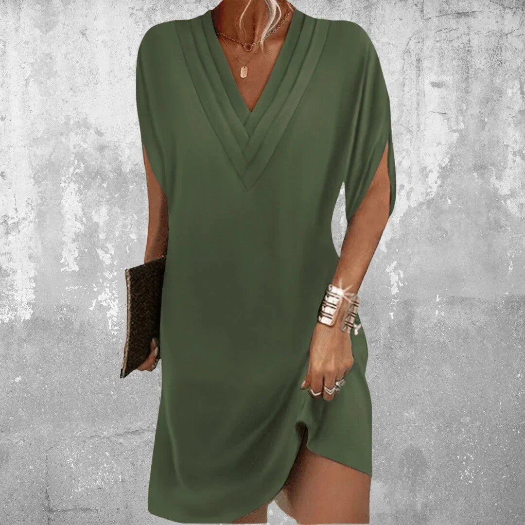 Vestito corto donna scollo a V maniche aperte fluido estivo