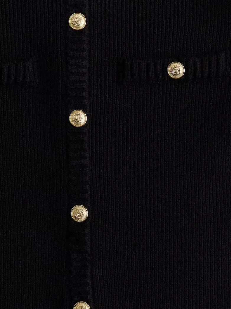 Vestito corto donna a costine con bottoni frontali