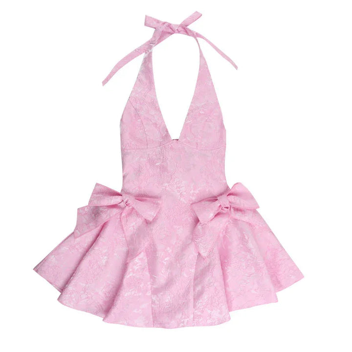 Vestito corto da donna rosa con bretelle