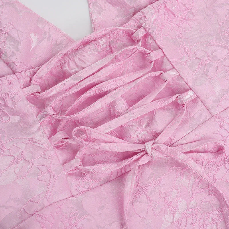 Vestito corto da donna rosa con bretelle