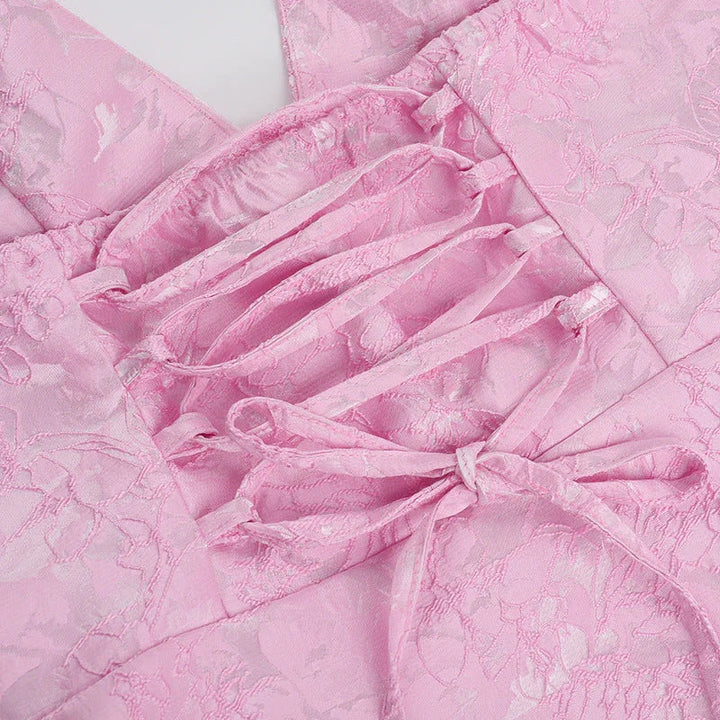 Vestito corto da donna rosa con bretelle
