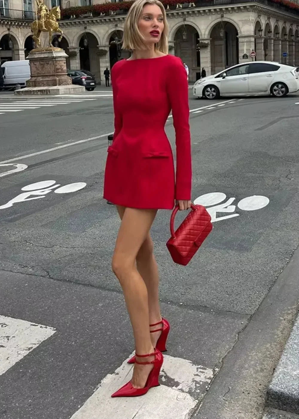 Vestito corto donna maniche lunghe con fiocco sulla schiena da sera