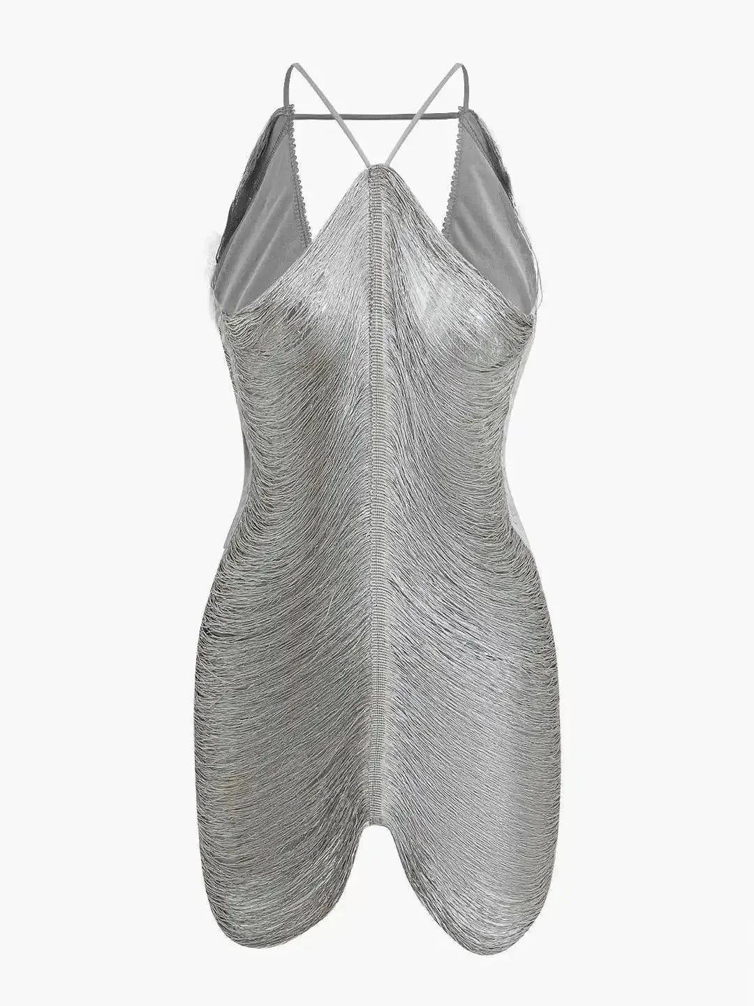Vestito corto donna metallizzato asimmetrico schiena nuda da sera