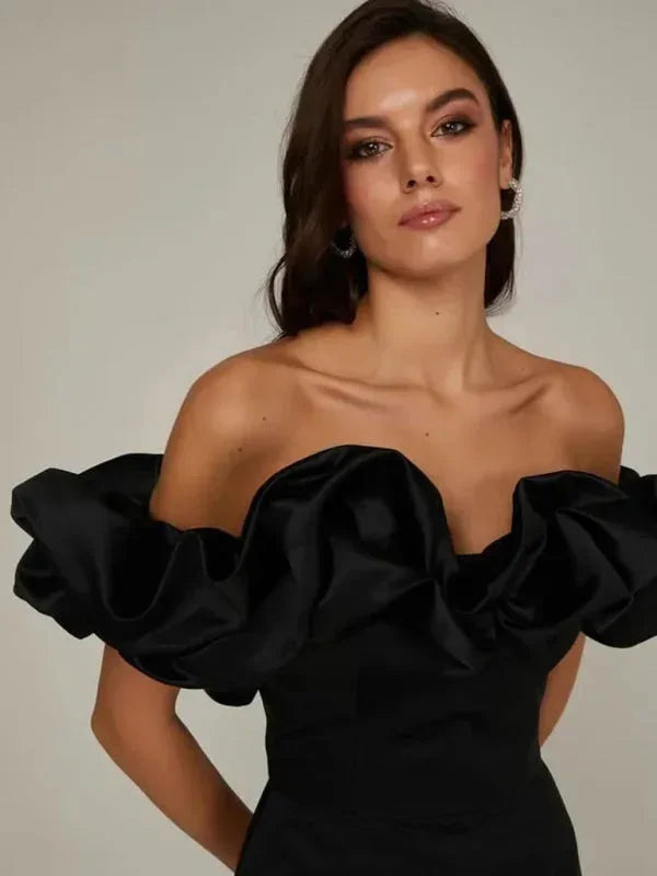 Vestito corto donna Spalle scoperte con volant da sera