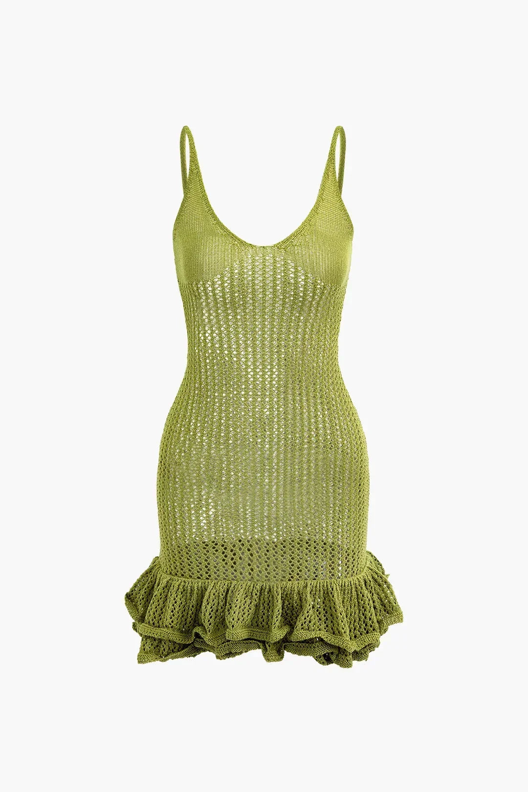 Vestito corto donna in maglia con volant testurizzati