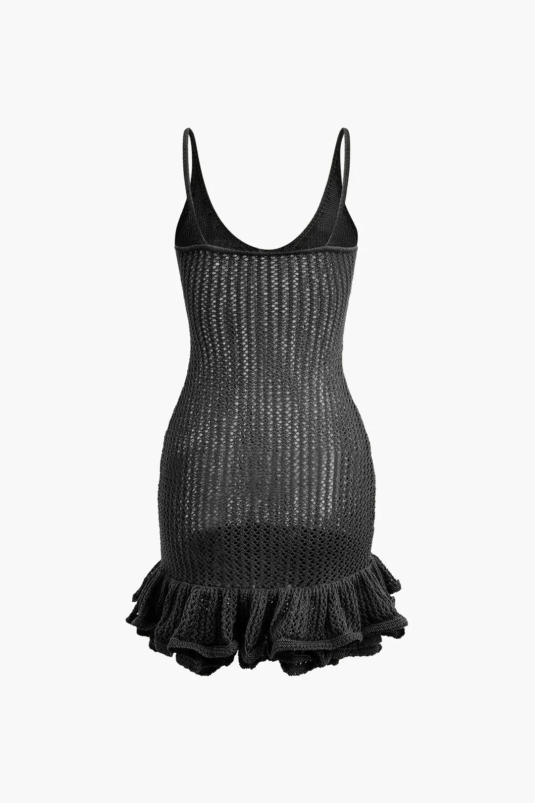 Vestito corto donna in maglia con volant testurizzati