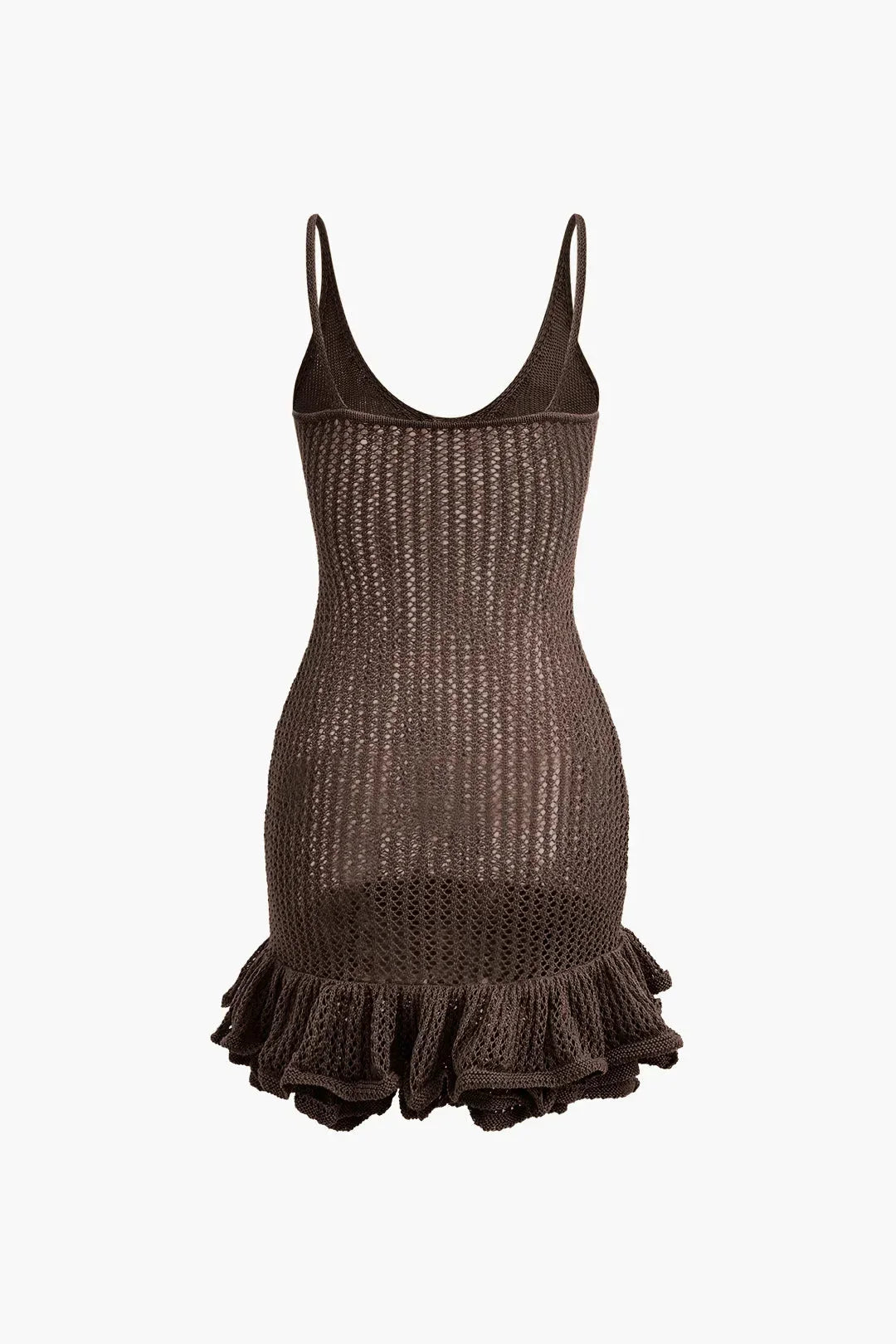 Vestito corto donna in maglia con volant testurizzati
