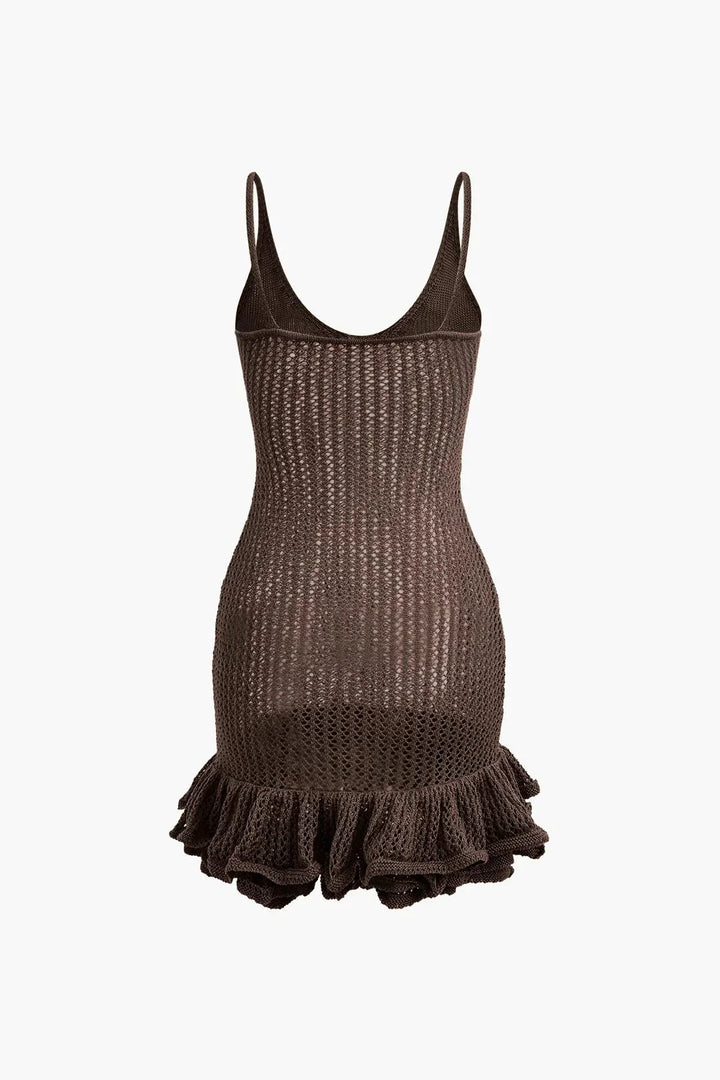 Vestito corto donna in maglia con volant testurizzati