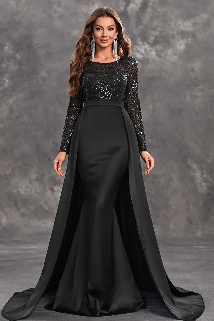 Vestito da sera lungo con paillettes e gonna fluida