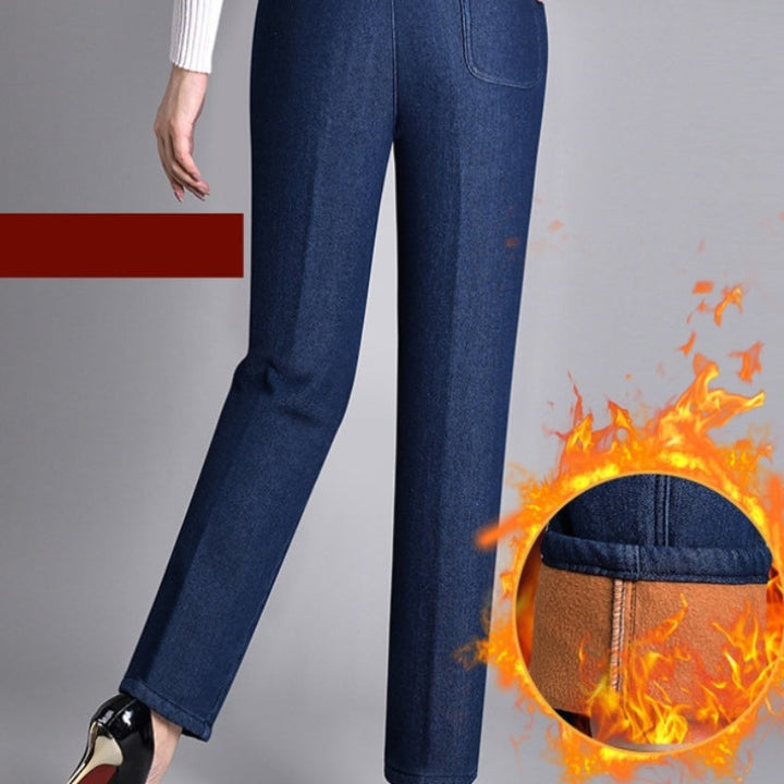 Wanda Rosa | Pantaloni Donna in Denim Scuro a Vita Elasticizzata e Gamba Larga