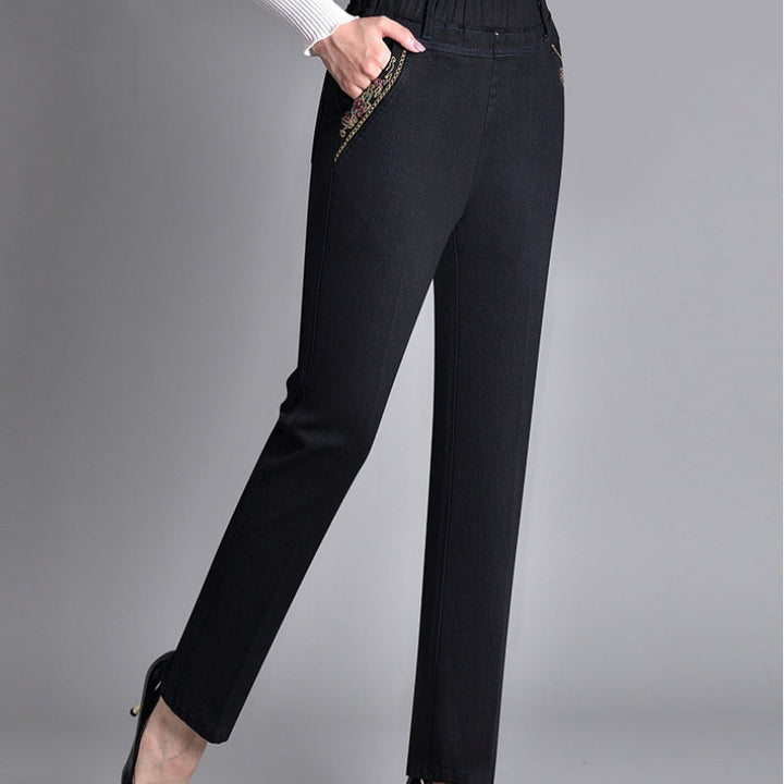 Wanda Rosa | Pantaloni Donna in Denim Scuro a Vita Elasticizzata e Gamba Larga