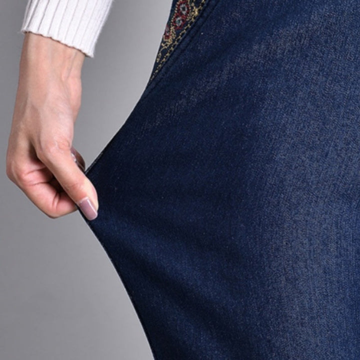Wanda Rosa | Pantaloni Donna in Denim Scuro a Vita Elasticizzata e Gamba Larga