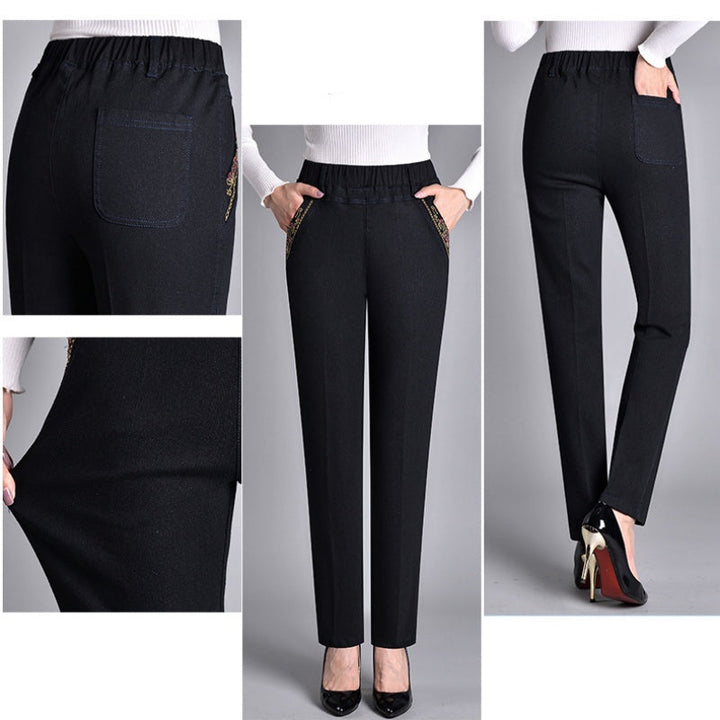 Wanda Rosa | Pantaloni Donna in Denim Scuro a Vita Elasticizzata e Gamba Larga