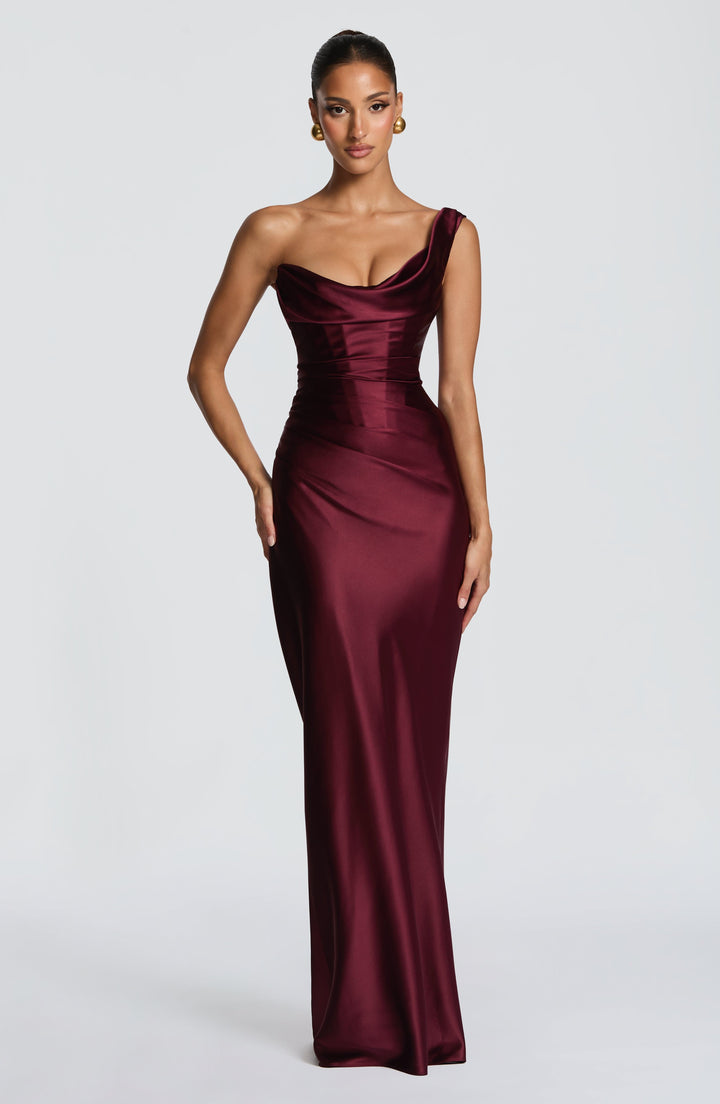 Vestito lungo da donna asimmetrico drappeggiato bustier a tubino schiena con lacci