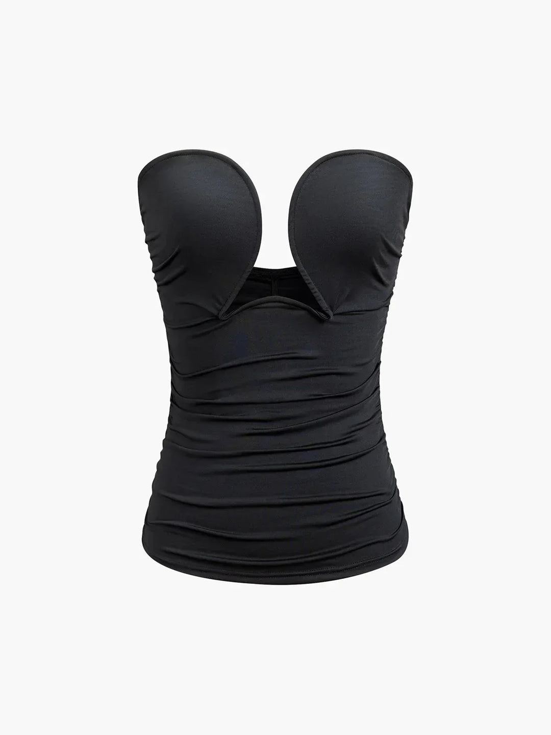 Top donna nero bustier con scollatura a cuore