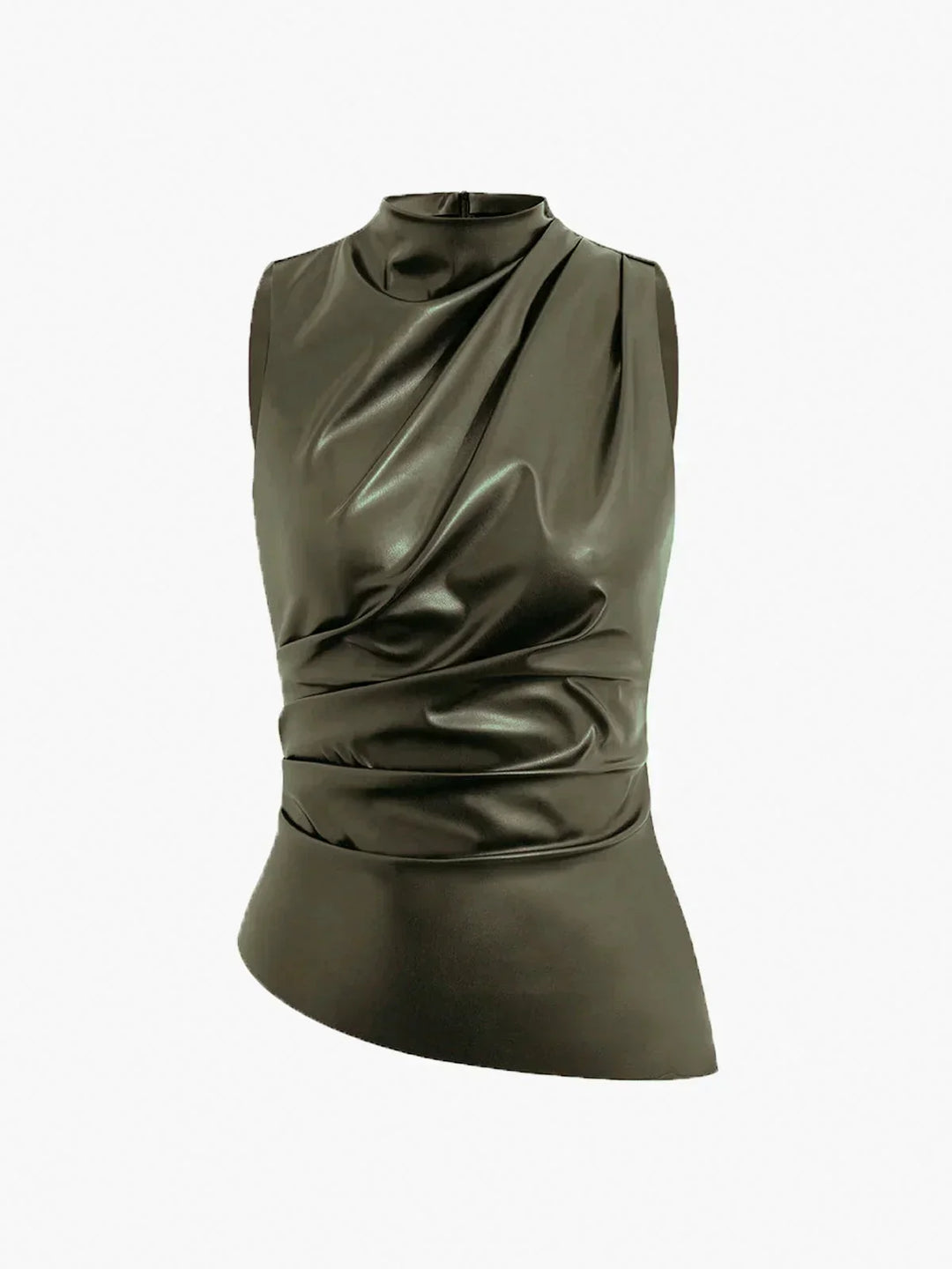 Top senza Manica donna in raso con collo arricciato