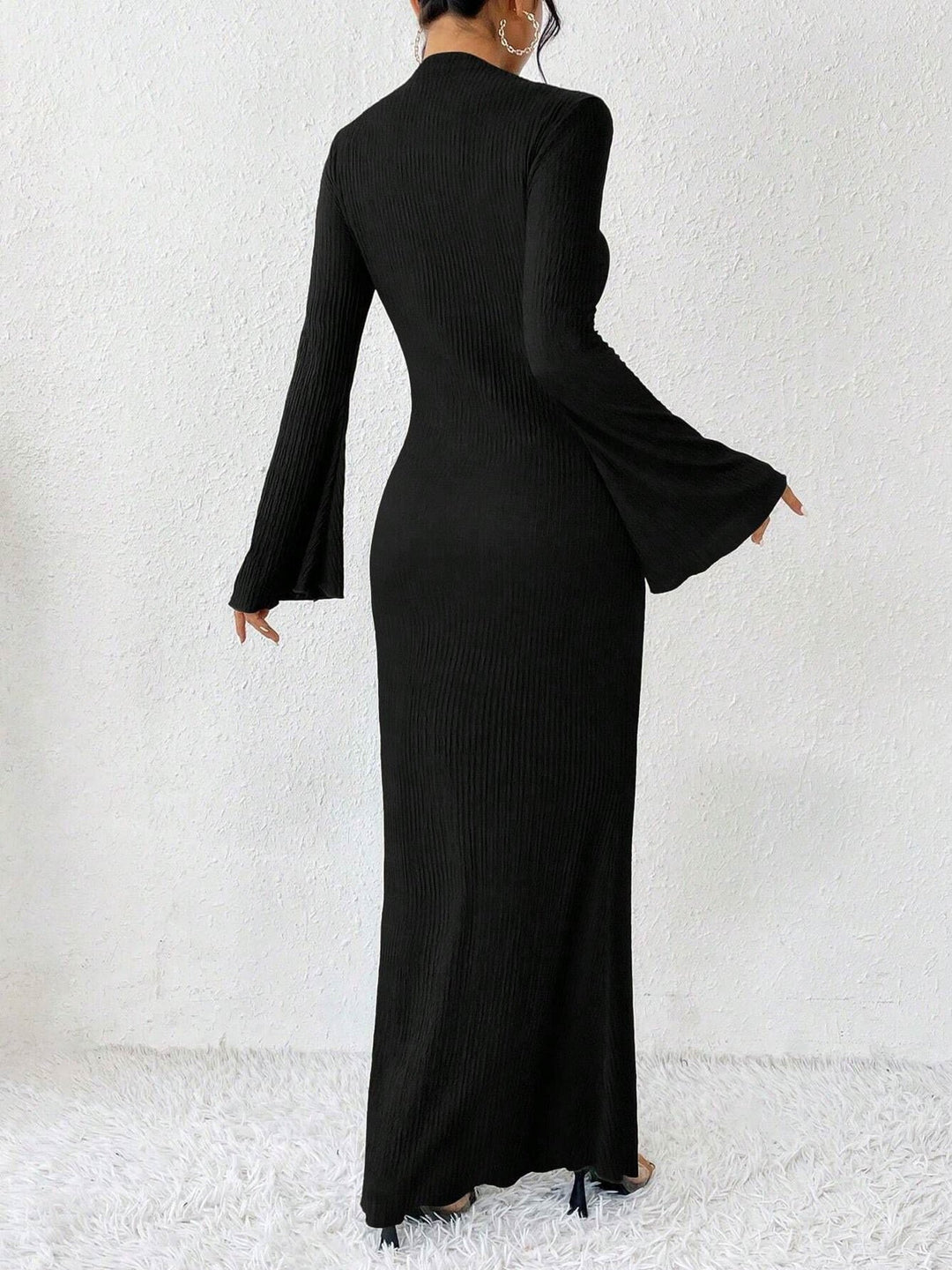 Jessica | Vestito Lungo Donna a Maniche Lunghe con Collo Alto Aderente