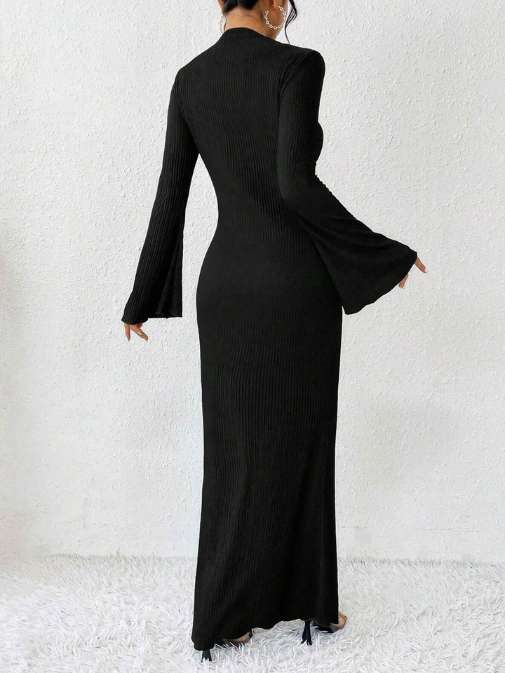 Jessica | Vestito Lungo Donna a Maniche Lunghe con Collo Alto Aderente