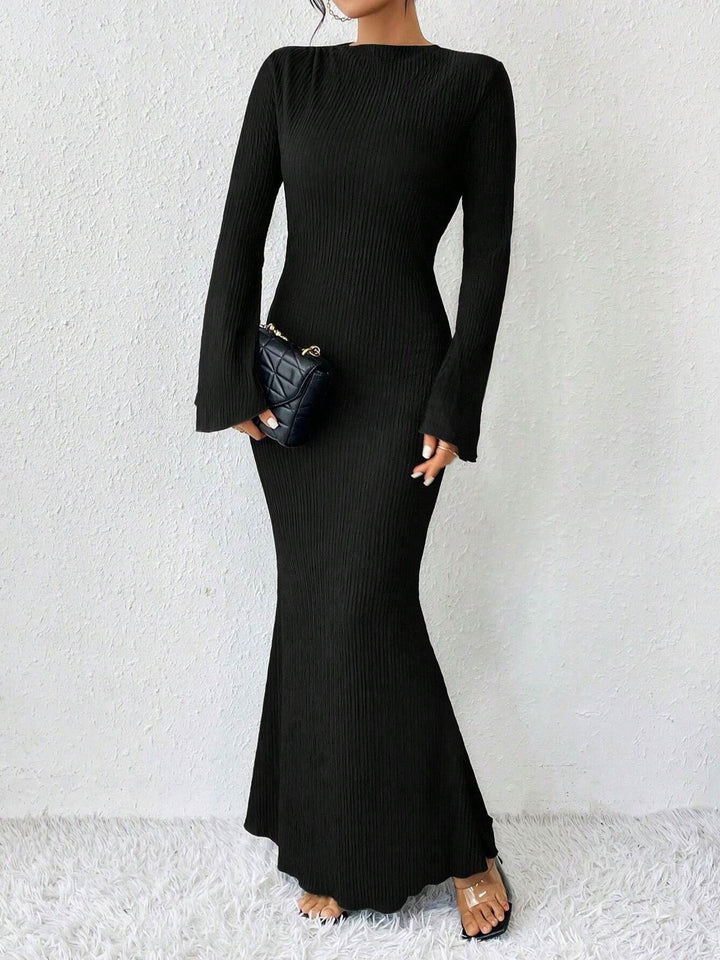 Jessica | Vestito Lungo Donna a Maniche Lunghe con Collo Alto Aderente