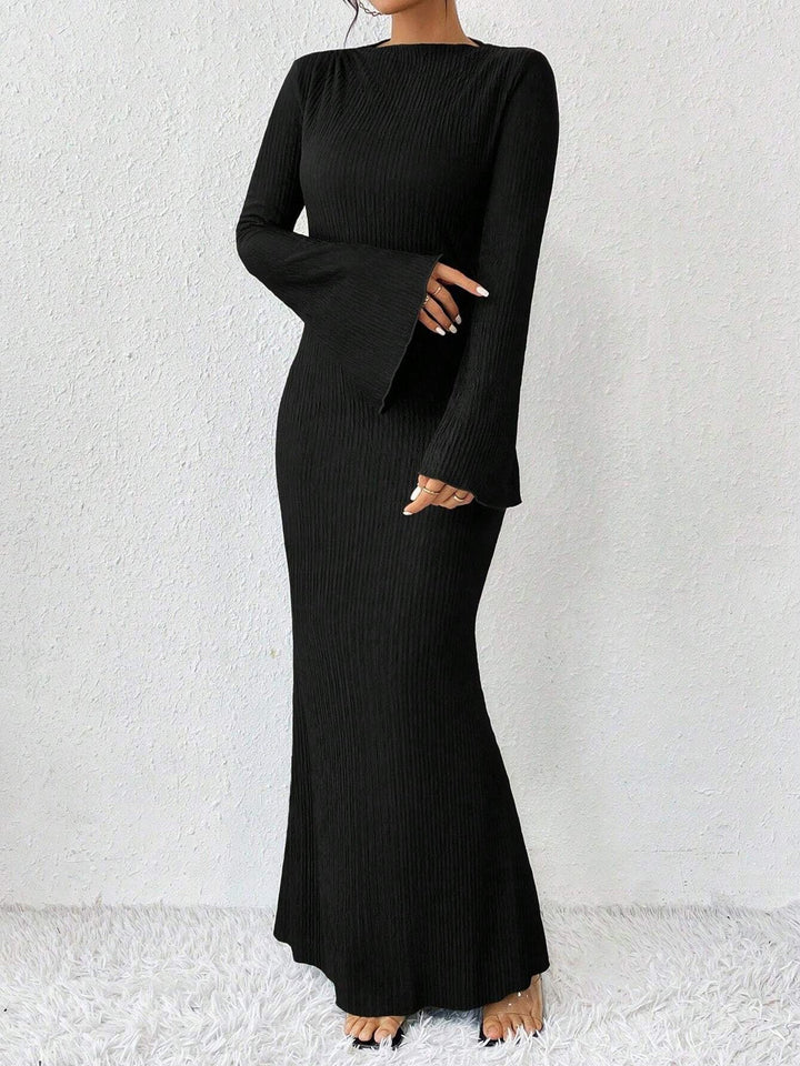Jessica | Vestito Lungo Donna a Maniche Lunghe con Collo Alto Aderente