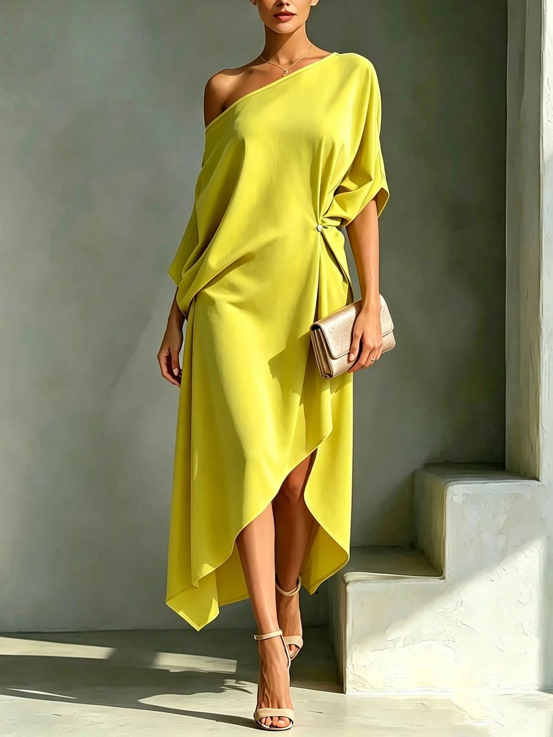 Veneranda Abito Donna in Lunghezza Maxi con Taglio Asimmetrico, photo 1