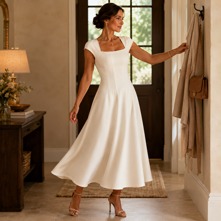 Violante Abito Donna in Raso con Scollo Quadrato, photo 4
